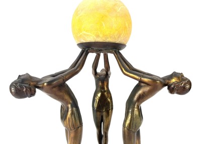 Lot 279 - An Art Deco gilt spelter figural table lamp.