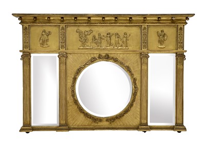 Lot 732 - A late Victorian gilt gesso triple wall mirror.