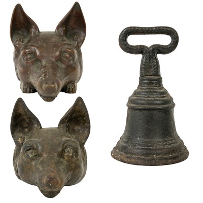 Lot 167 - A Victorian cast iron fox mask door stop.