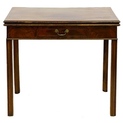 Lot 647 - A George III mahogany fold-top tea table.