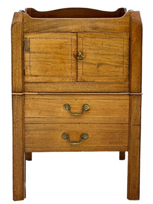 Lot 691 - A George III mahogany and inlaid tray top nightstand.