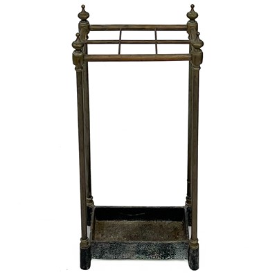 Lot 649 - A late Victorian brass and cast iron stick stand.