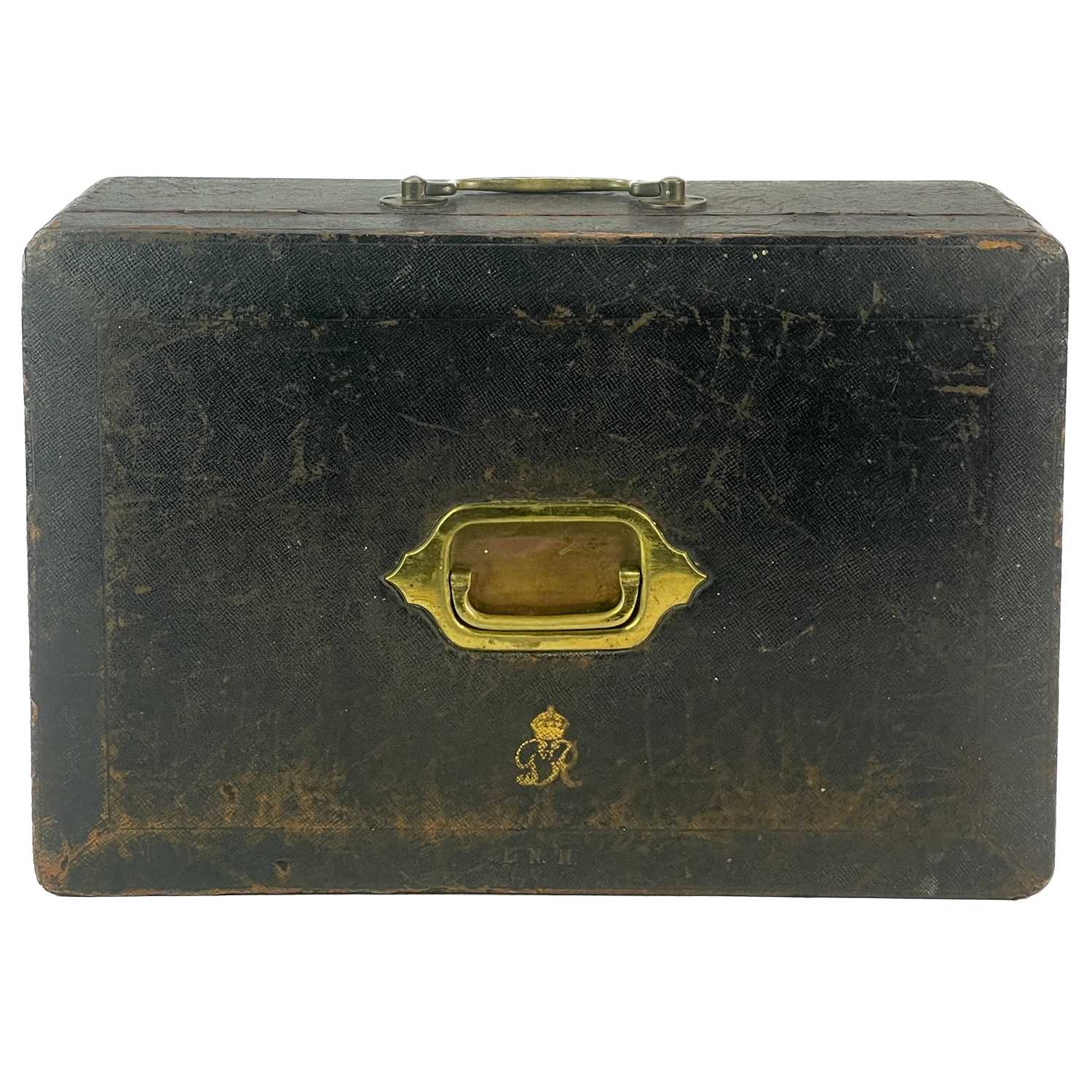 Lot 90 - A George VI leather bound dispatch box by John Peck & Sons.