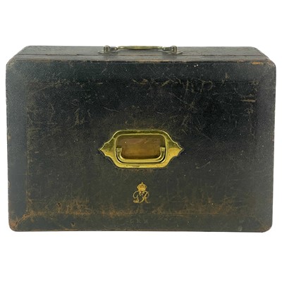Lot 90 - A George VI leather bound dispatch box by John Peck & Sons.