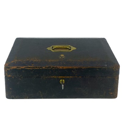 Lot 90 - A George VI leather bound dispatch box by John Peck & Sons.