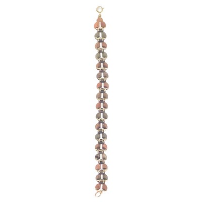 Lot 177 - A 9ct bi-colour rose and white gold trefoil link bracelet.