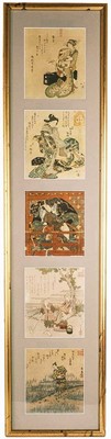 Lot 1034 - Five Japanese mounted prints.