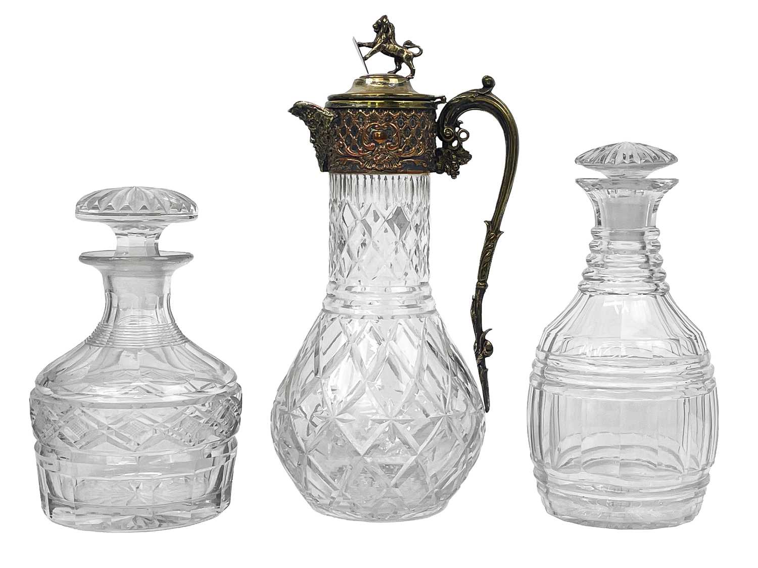 Lot 421 - A cut glass claret jug.