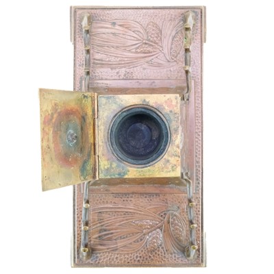 Lot 295 - A Jugendstil inspired brass and copper inkwell or Standish.