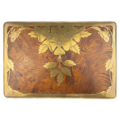 Lot 85 - A Continental elm and brass inlaid trinket box.