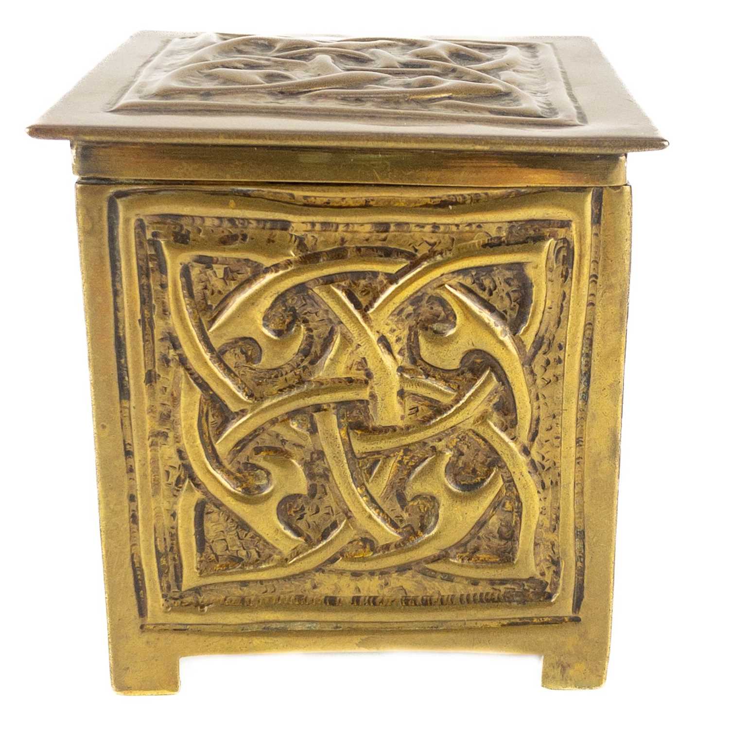 Lot 57 - An Arts and Crafts brass trinket box.