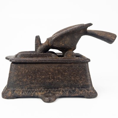 Lot 53 - An American cast iron bar top bird match dispenser.