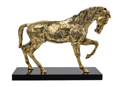 Lot 306 - A gilt bronze figure of a stallion on a resin base.