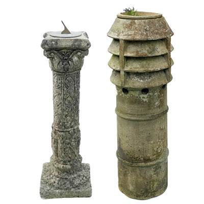 Lot 345 - A brass sundial on a reconstituted stone column.