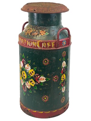 Lot 73 - A barge ware painted milk churn.