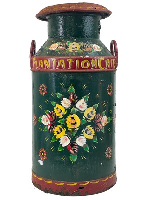 Lot 73 - A barge ware painted milk churn.