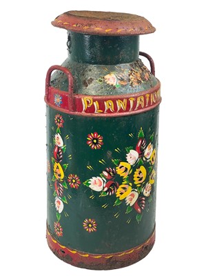 Lot 73 - A barge ware painted milk churn.