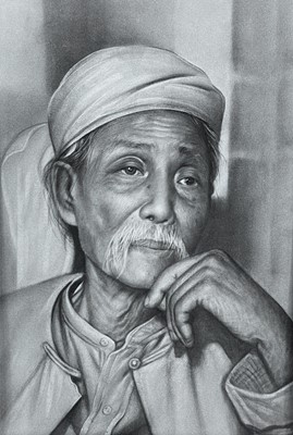 Lot 220 - A charcoal drawing of Thakin Kodaw Hmaing.