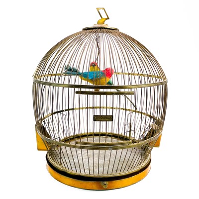 Lot 18 - A brass hanging wire birdcage by Genykage.
