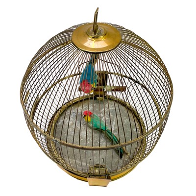 Lot 18 - A brass hanging wire birdcage by Genykage.