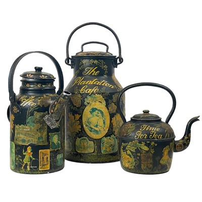 Lot 111 - A small milk churn with applied scrapbook and painted embellishments.