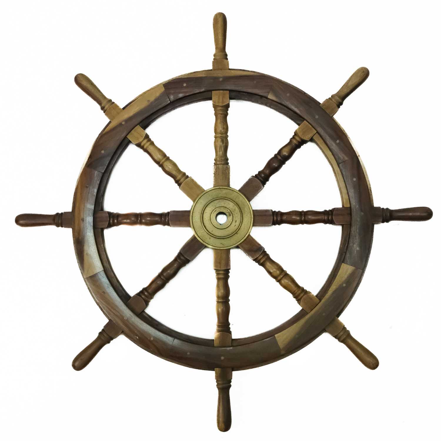 Lot 44 - A 20th century teak ship's wheel.