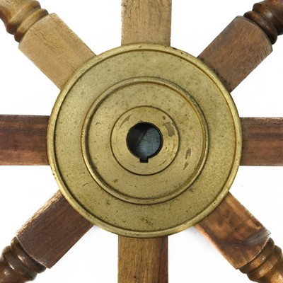 Lot 44 - A 20th century teak ship's wheel.