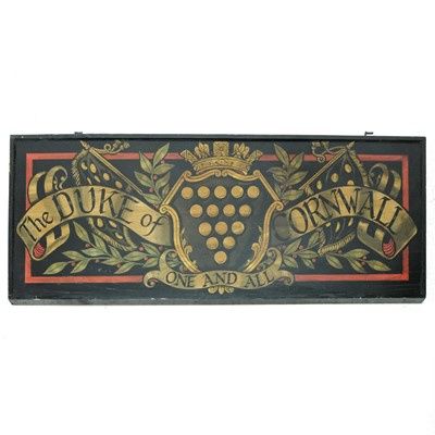 Lot 277 - The Duke of Cornwall One and All painted sign.