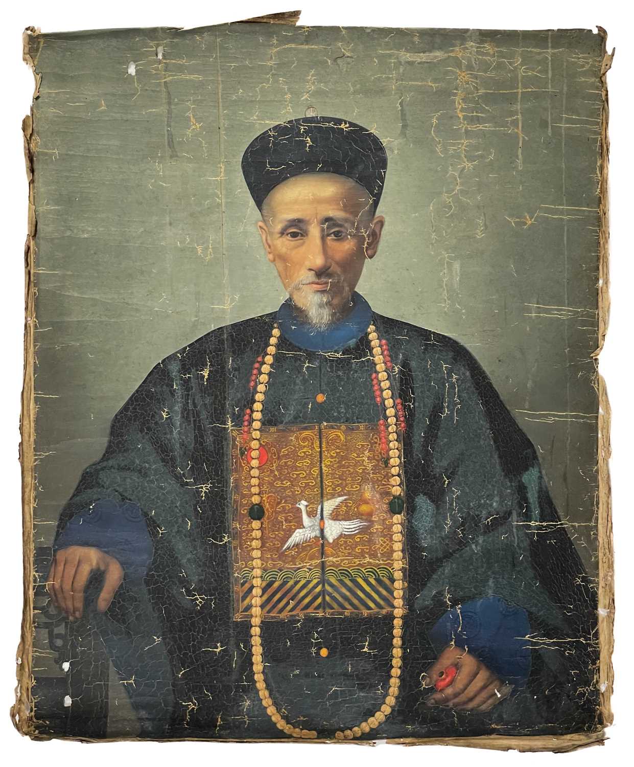 Lot 1055 - A Chinese oil on canvas portrait, early 19th century, possibly Lamqua.