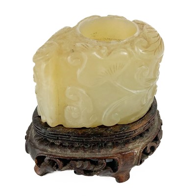 Lot 1056 - A Chinese mutton fat jade brush pot, 19th century