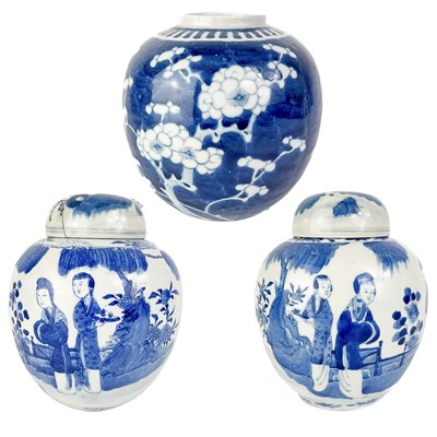 Lot 1136 - A pair of Chinese blue and white porcelain ginger jars, late 19th century.