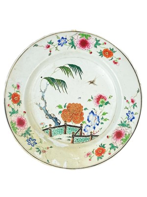 Lot 1143 - A large Chinese famille rose porcelain plate, Qianlong period.