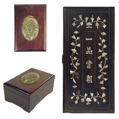 Lot 1149 - A Chinese hardwood and mother of pearl inlaid box, circa 1900.