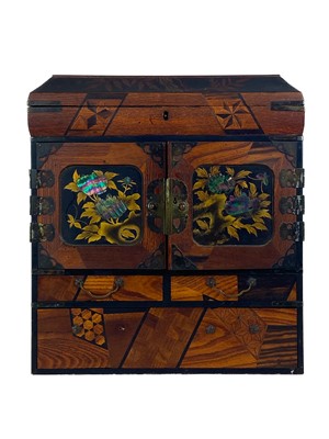 Lot 1151 - A Japanese parquetry inlaid table cabinet, early 20th century.