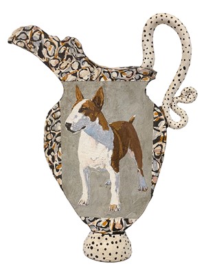 Lot 600 - A John Mullin ceramic ewer, painted with Bull terriers.