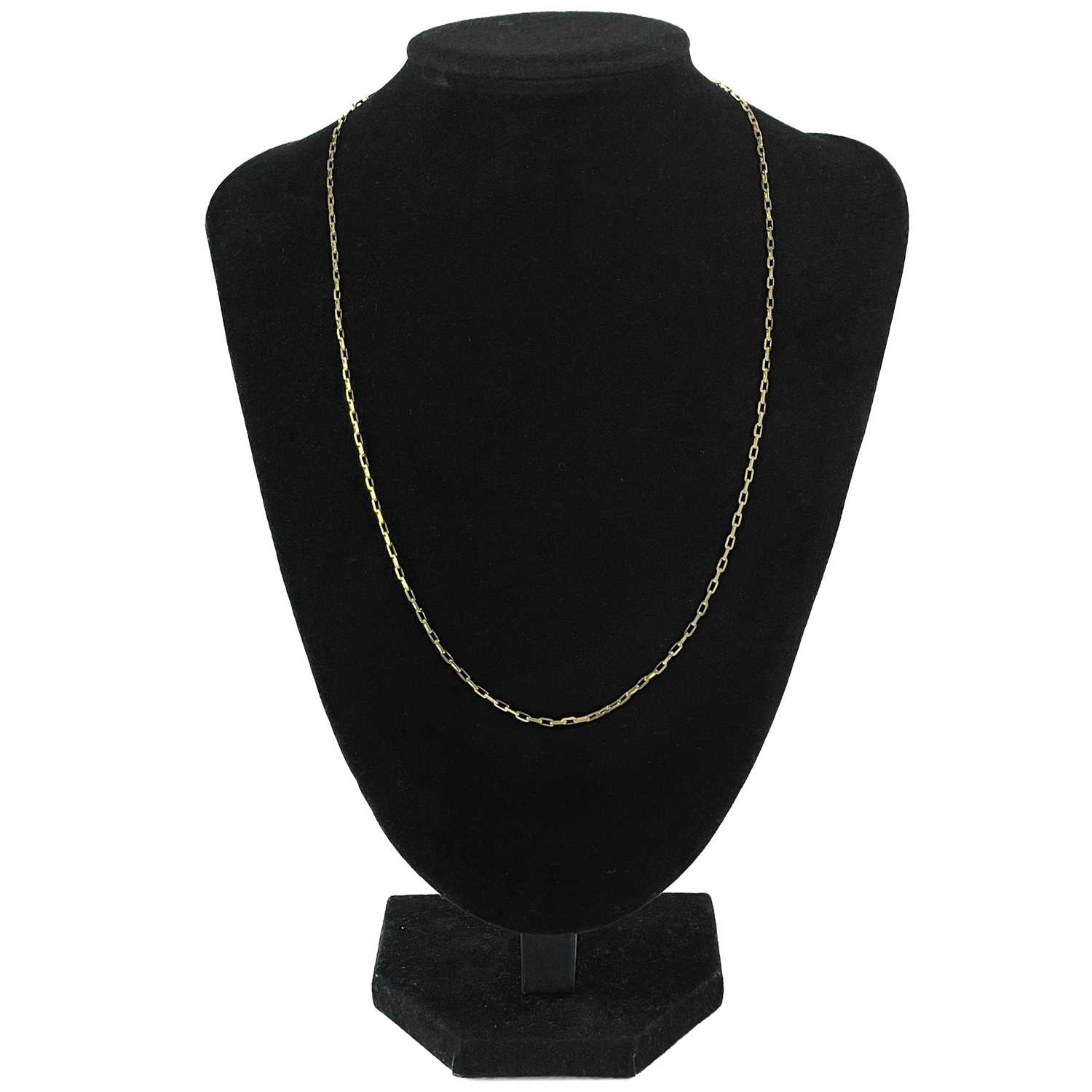 Lot 278 - A 9ct rectangular link neckchain.,