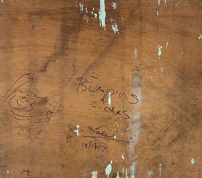 Lot 174 - A small 'Bumping cars' hand painted sign by Simeon Stafford.