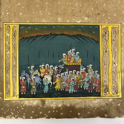 Lot 28 - An Indian painting of a procession, calligraphy on verso.
