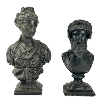 Lot 68 - Two cast spelter Greek busts.