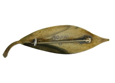 Lot 13 - A David Andersen of Norway silver gilt enamel; leaf brooch and pair of leaf clip earrings.