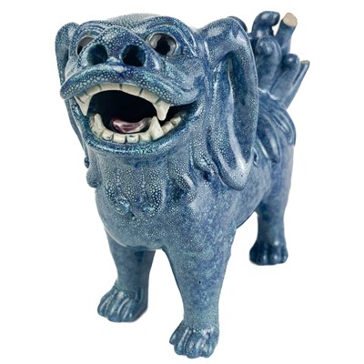 Lot 1168 - A Chinese robins egg glaze dog of fo, 19th century.