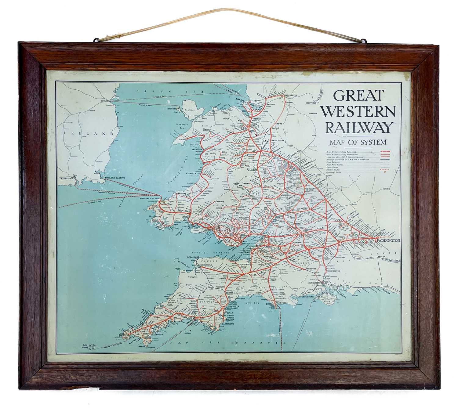 Lot 212 - A GWR 1920s railway map, printed on tin.