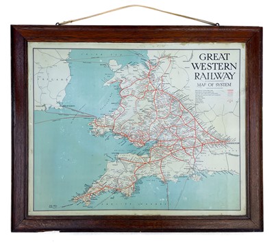 Lot 283 - A GWR 1920s railway map, printed on tin.