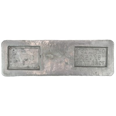 Lot 292 - A tin ingot stamped Bolitho & Sons, Penzance.