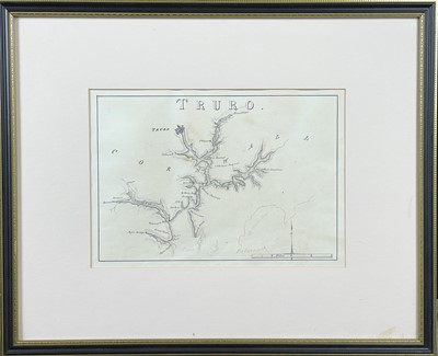 Lot 201 - Two 19th Century hand-drawn maps of Truro (The Helford Passage) and Gweek