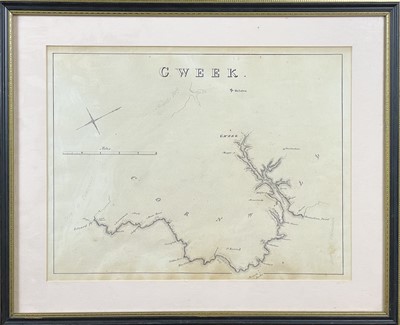 Lot 201 - Two 19th Century hand-drawn maps of Truro (The Helford Passage) and Gweek