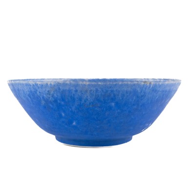 Lot 477 - A Ruskin blue glazed crystalline pottery bowl.