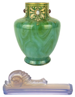 Lot 431 - A Sabino Art Deco opalescent glass snail knife rest.