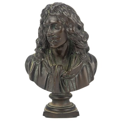 Lot 220 - After the Antique late 19th century bronze bust of Moliere.