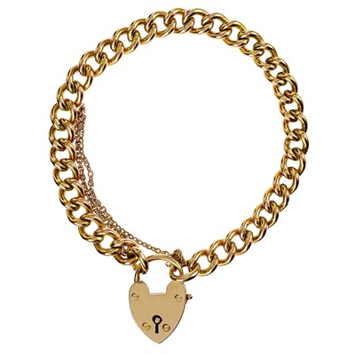 Lot 21 - A 9ct gold curb link bracelet with padlock clasp.